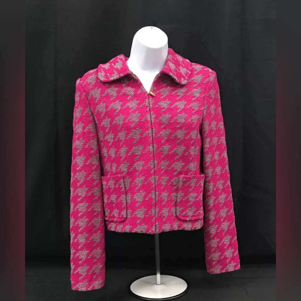 St. John Women Magenta Full Zip Knit Blazer Jacket - Size 2